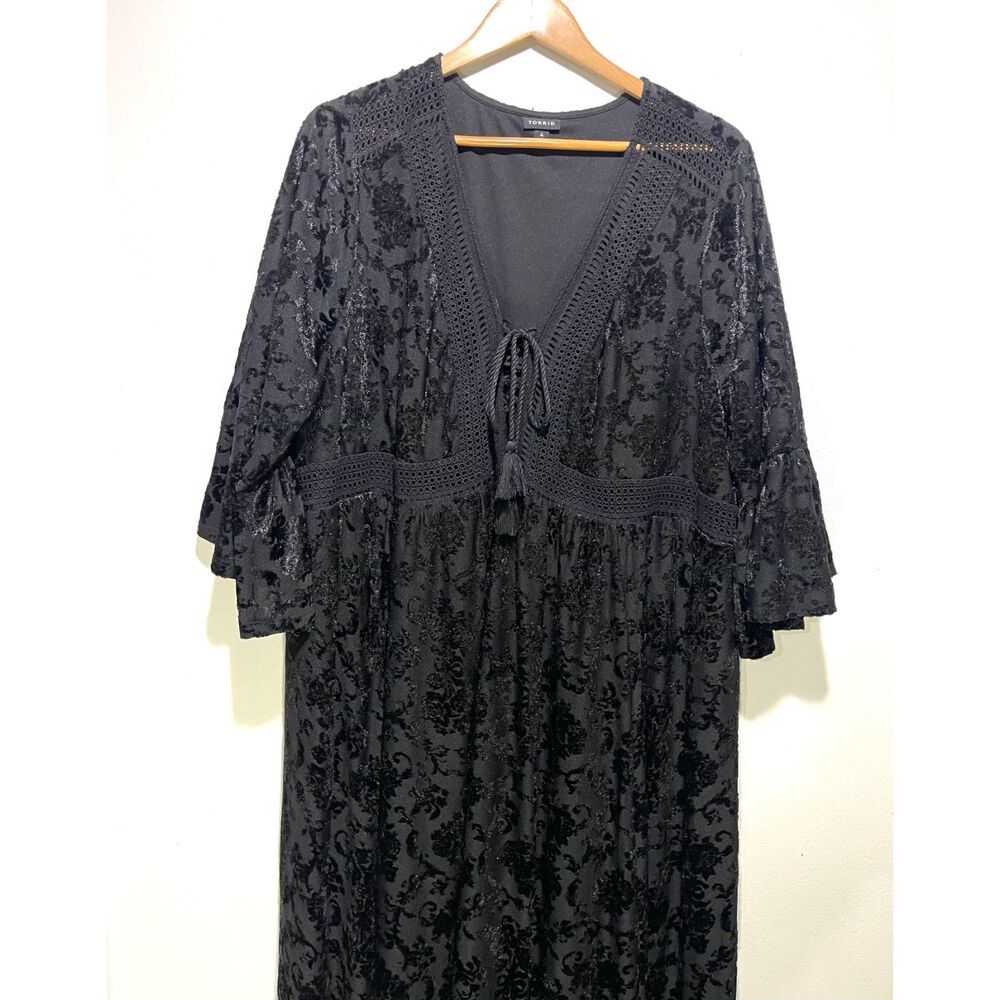 Torrid velvet burnout maxi dress babydoll lace grunge boho tazel comfy women 4XL - Picture 3 of 6
